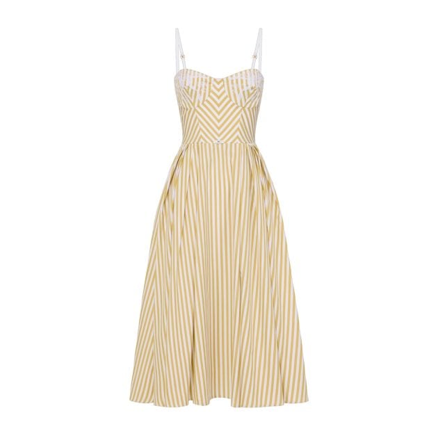 Elisabetta Franchi yellow and white striped dress