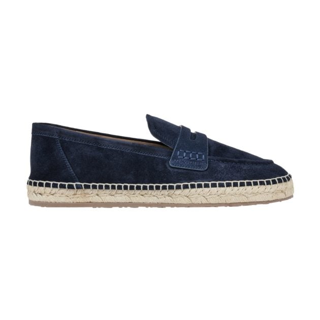 Gianvito Rossi navy suede penny loafers
