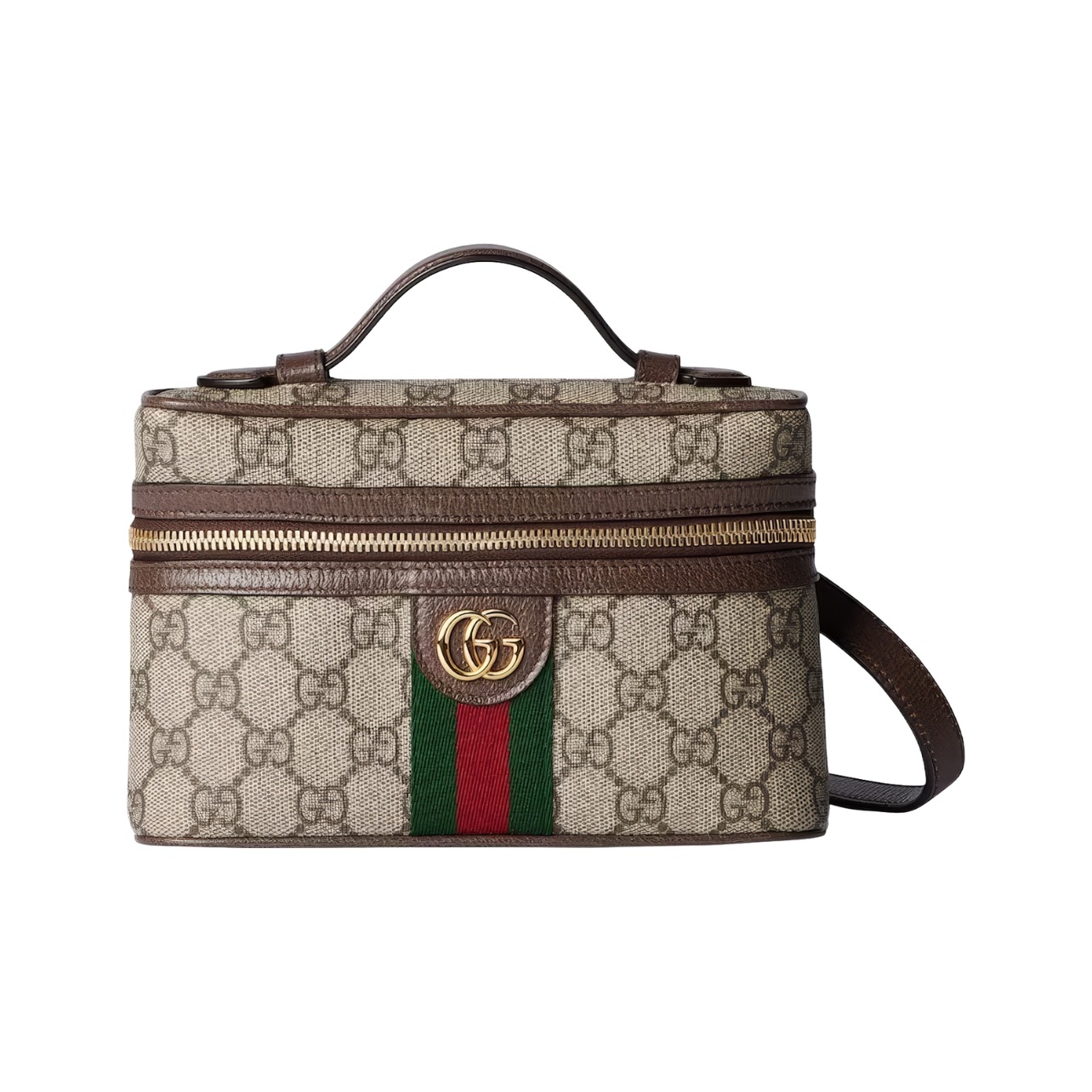 Gucci vanity makeup bag with a monogramed design