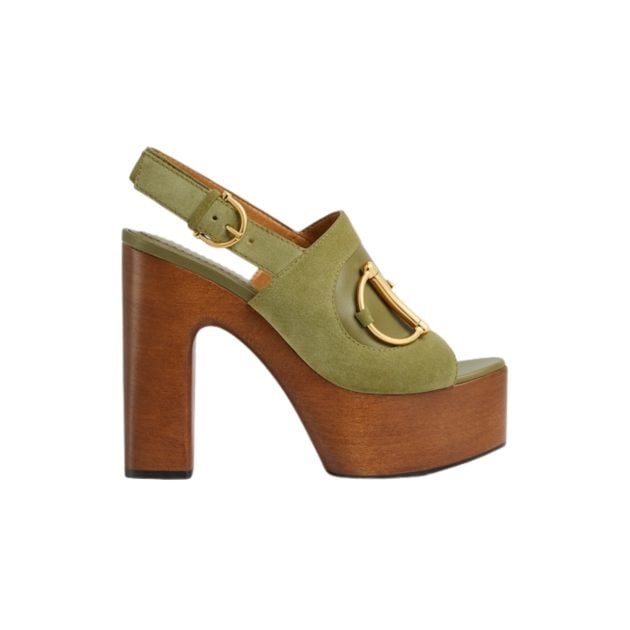 Gucci green suede platform sandals