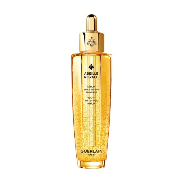 Guerlain royale youth watery oil serum in a gold bottle