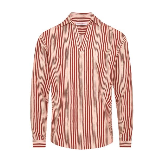 Orlebar Brown red and white striped shirt