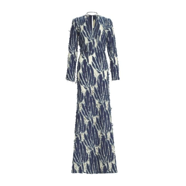 Silvia Tcherassi long denim dress with a floral pattern