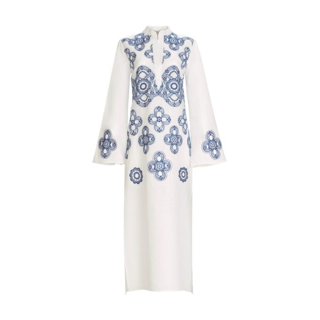 Silvia Tcherassi white tunic with blue embroidery