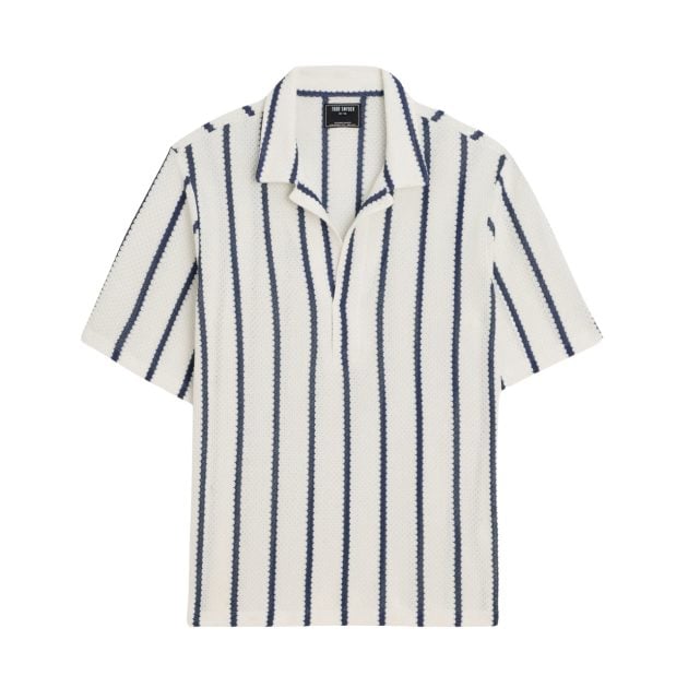 Todd Snyder white and navy striped polo