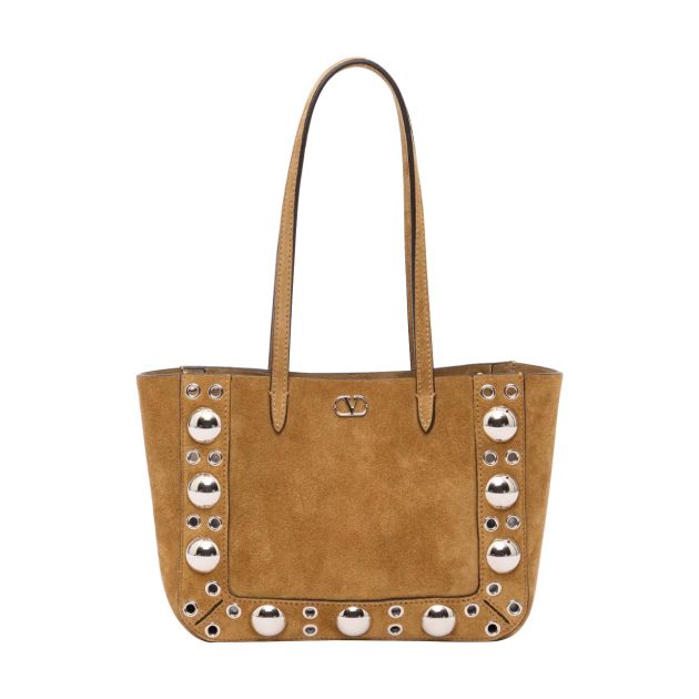 Valentino Garavani suede shopping purse with silver hardware