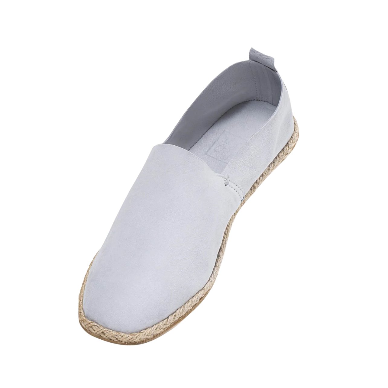 100% Capri suede espadrilles in a light grey handmade in Italy
