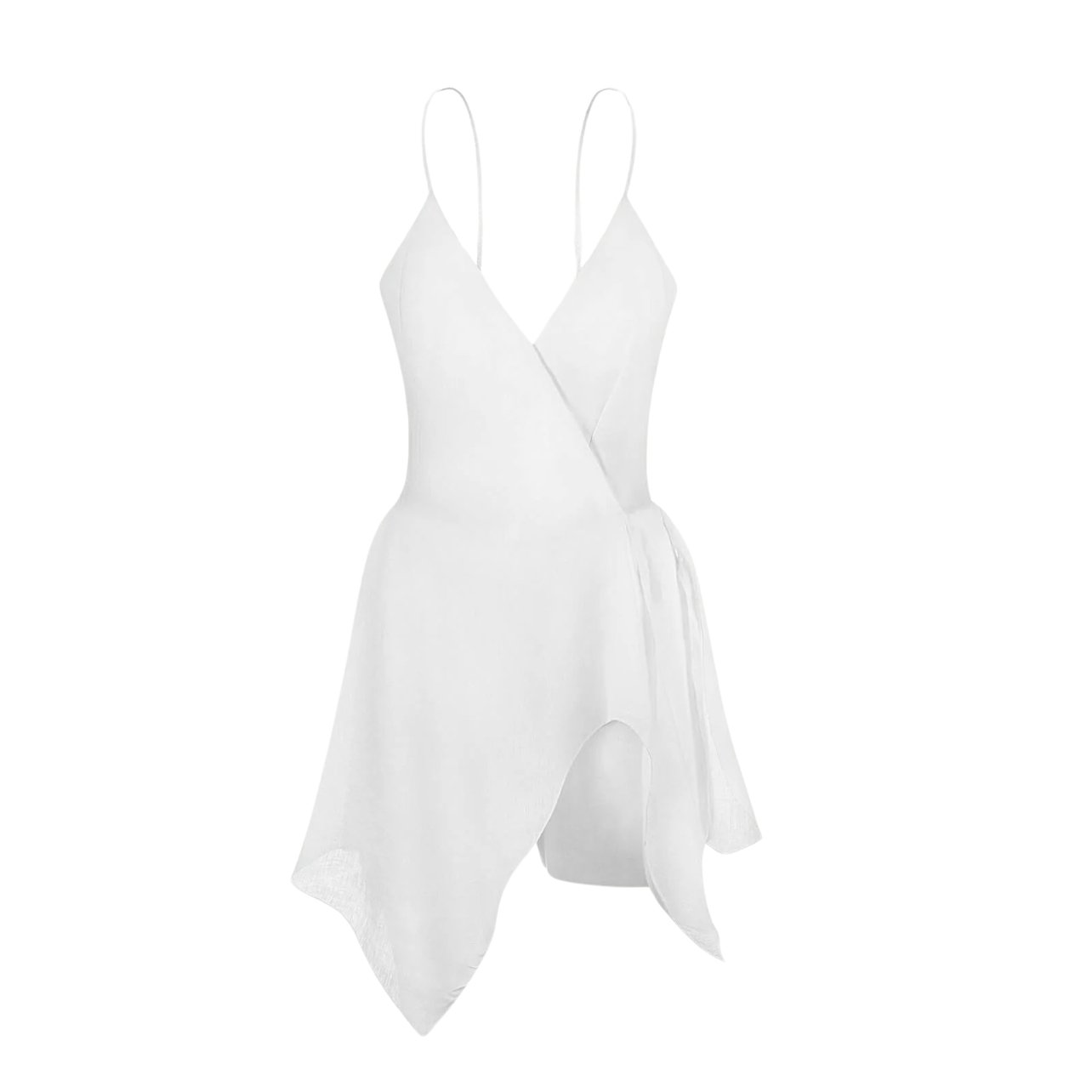 100% Capri white bodice in breathable linen with a wrap effect