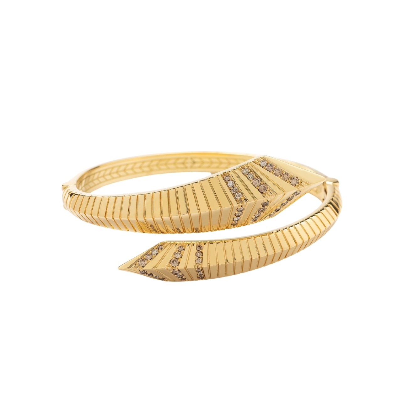 Ara Vartanian 18k yellow gold geometric snake bracelet with diamonds