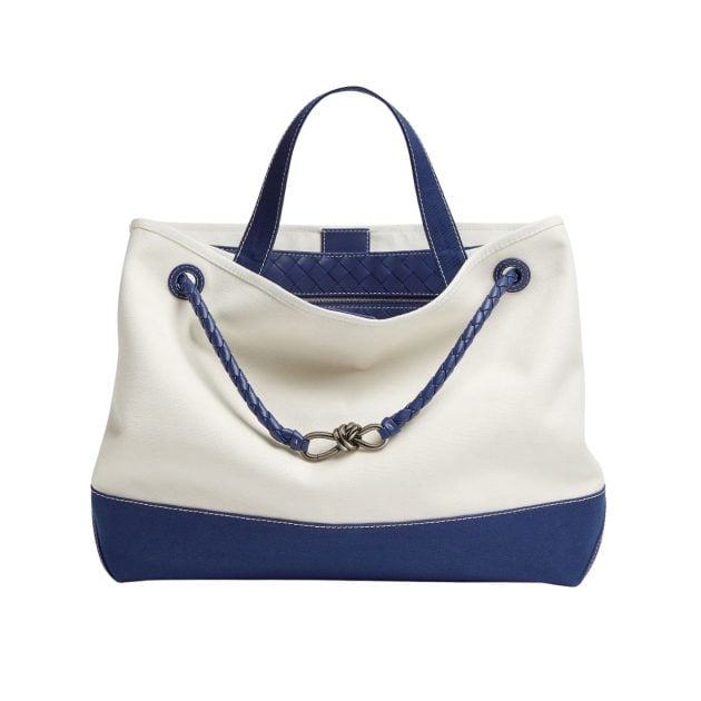 Bottega Veneta white and blue large tote