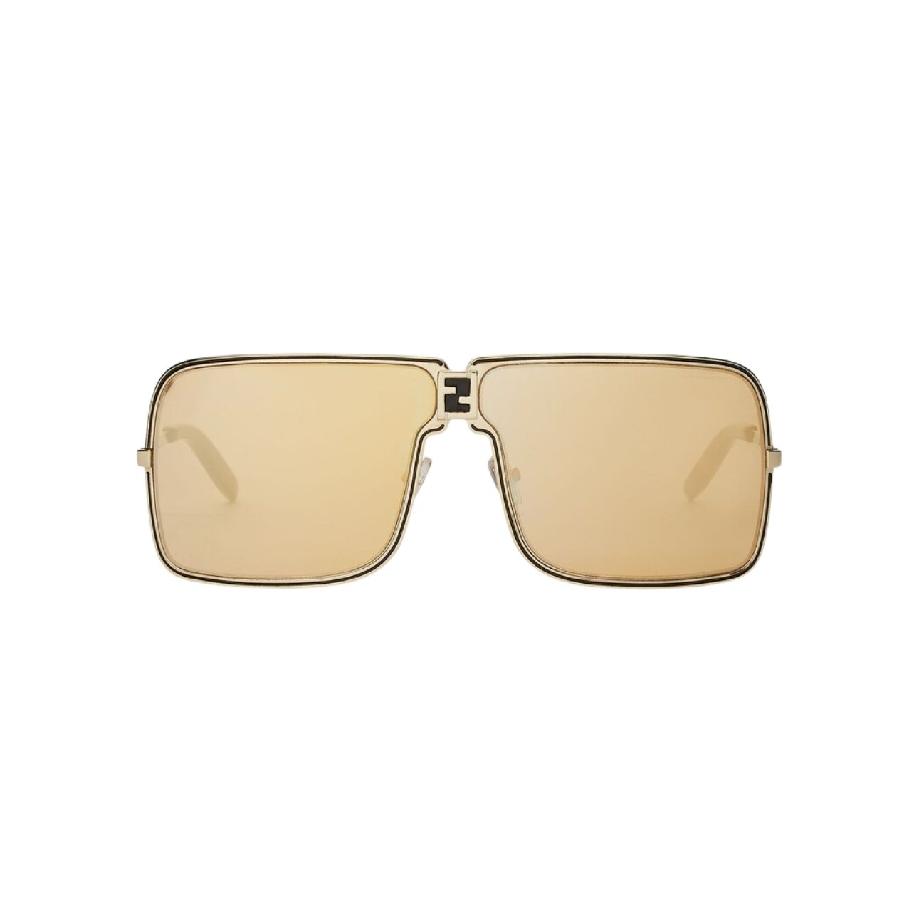 Fendi gold metal sunglasses with orange lenses with gold flash