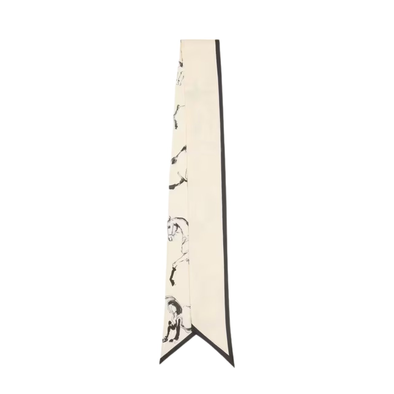 Loro Piana silk tie band with freehand equestrian illustrations