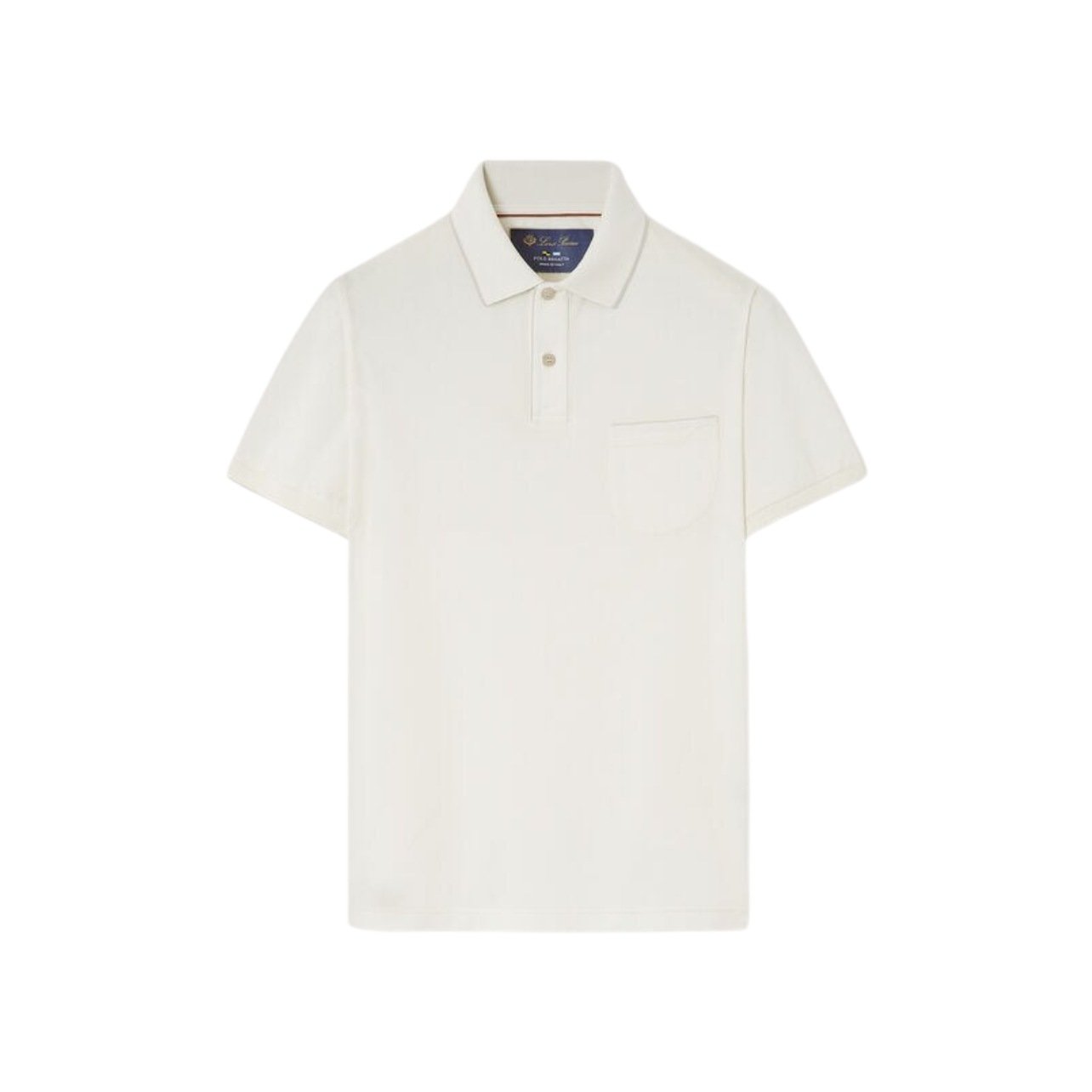 Loro Piana white regatta polo with a breast pocket