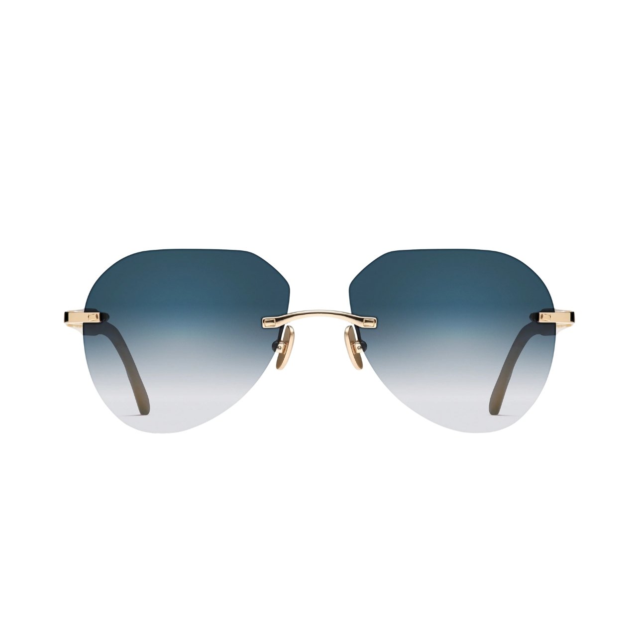 Morgenthal Frederics rimless sunglasses with titanium accents and sustainable wood