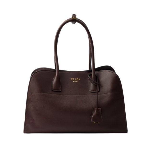Prada large leather brown tote