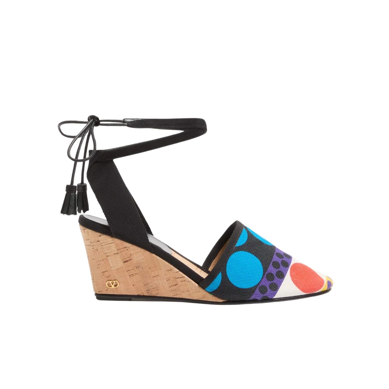 Valentino closed-toe wedge sandals in colorful canvas