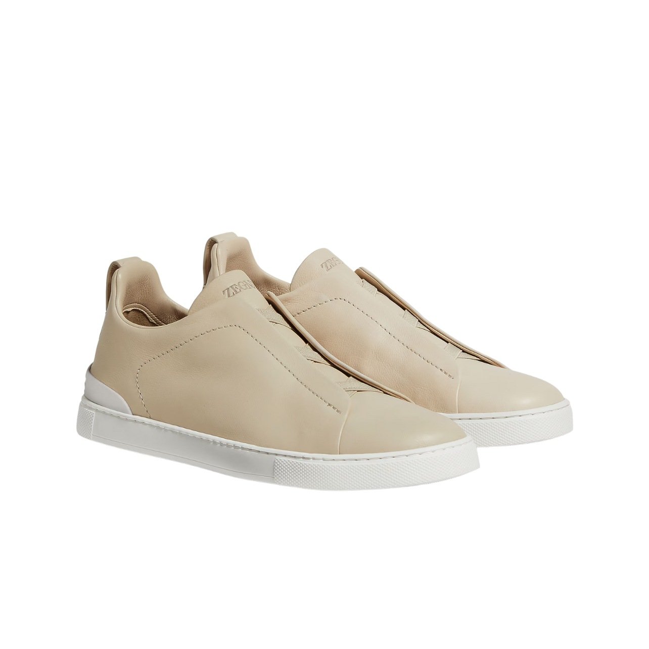 Zegna light beige sneaker with flexible secondskin material to mold to your foot