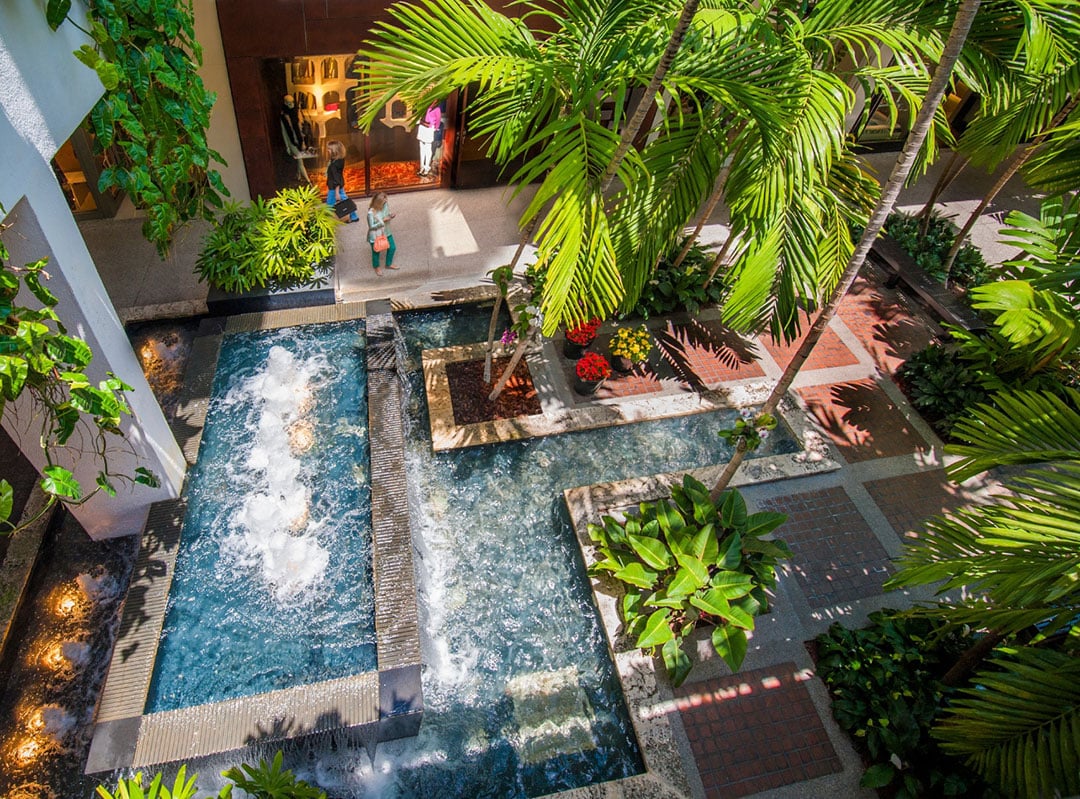The Shops' bubbling fountains