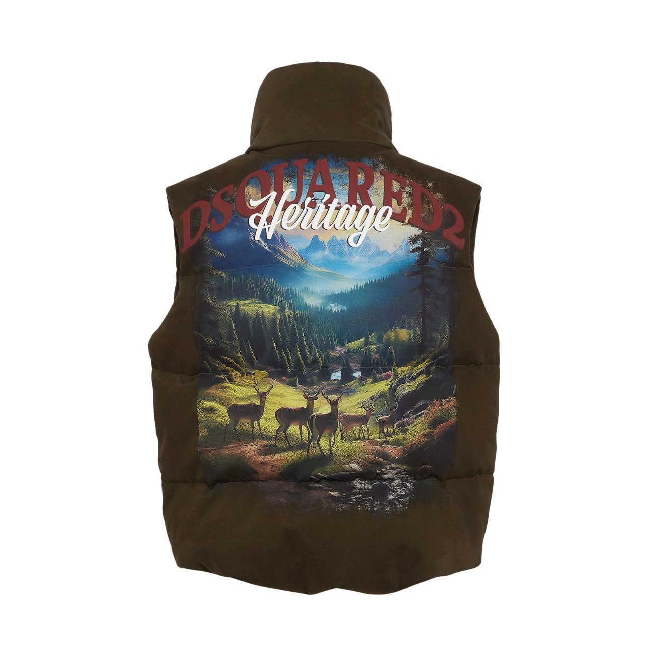 DSquared2 olive green vest with print on the back