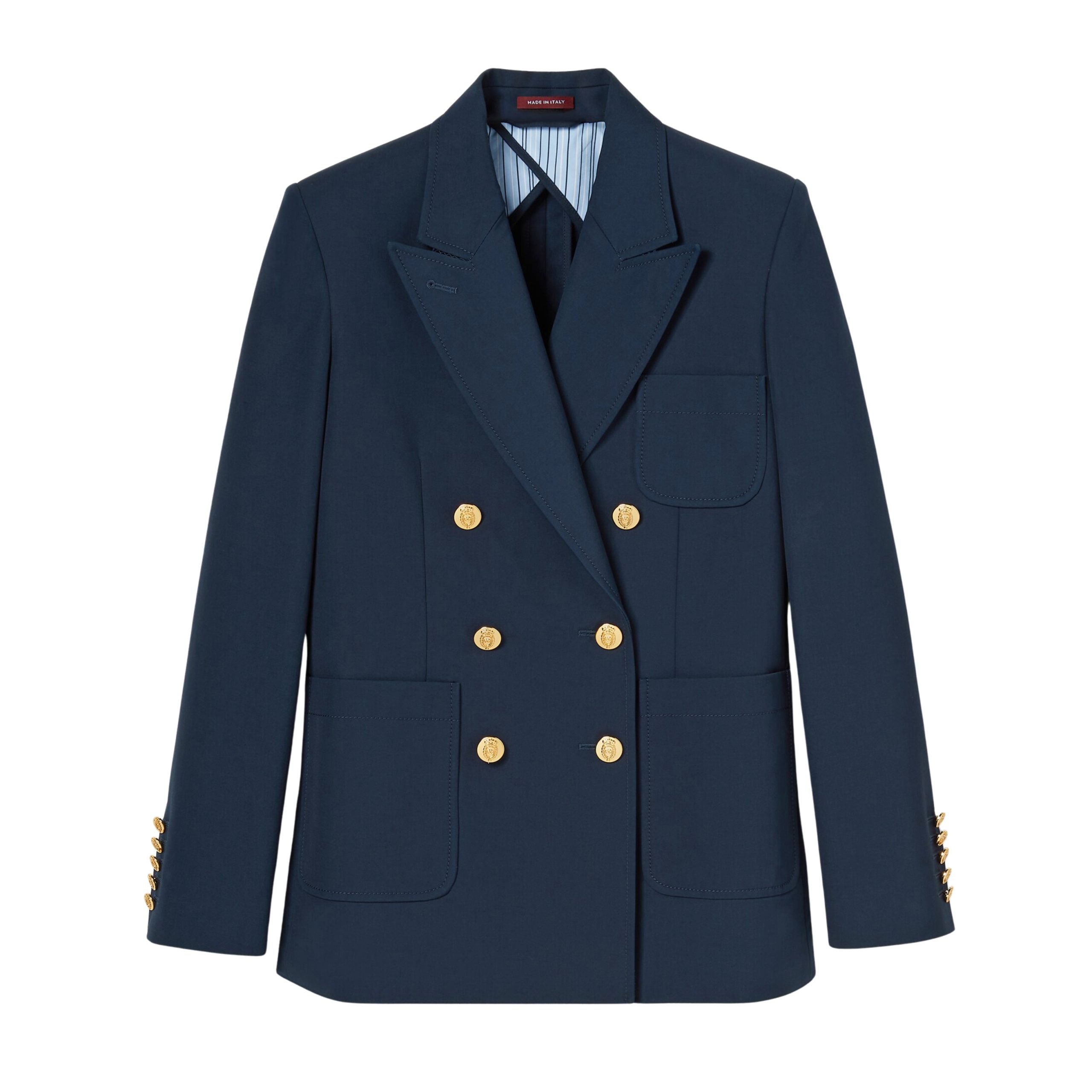 Gucci navy double breasted blazer with gold buttons