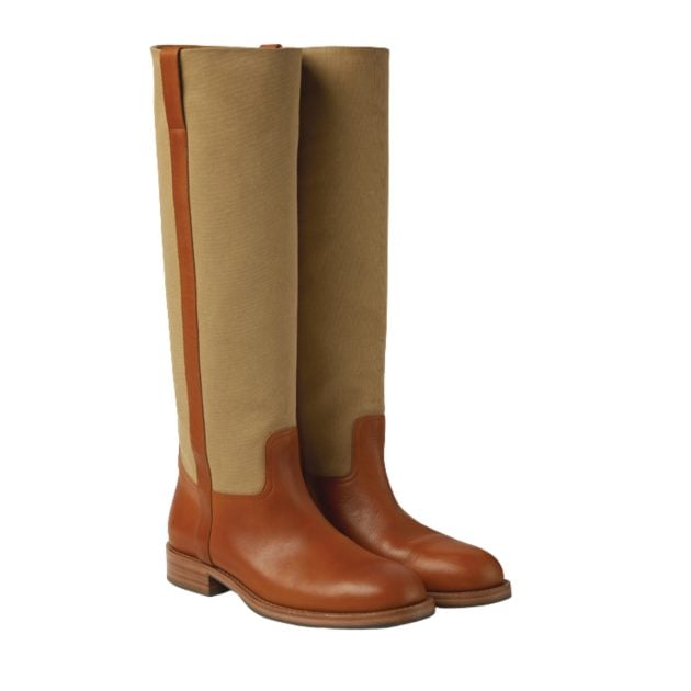 Loro Piana leather and canvas tall boots