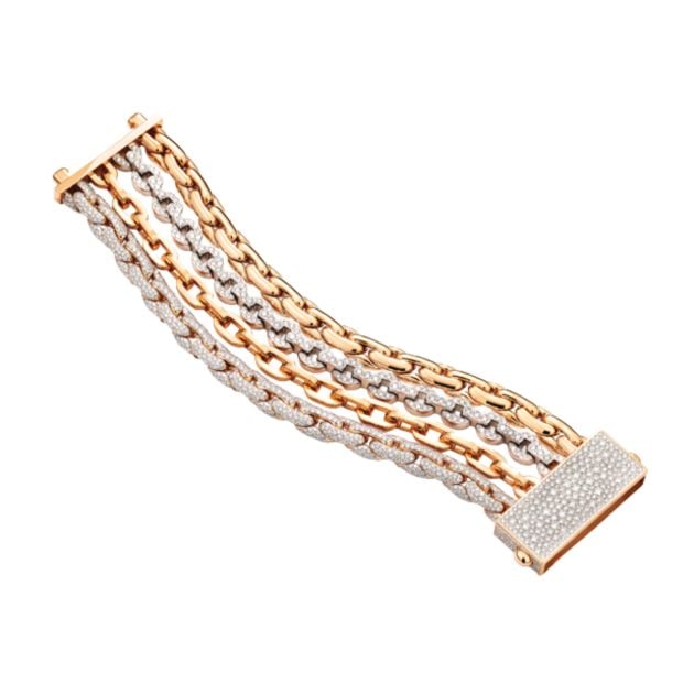Pomellato gold chain link bracelet with diamonds
