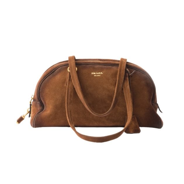Prada suede brown shoulder bag