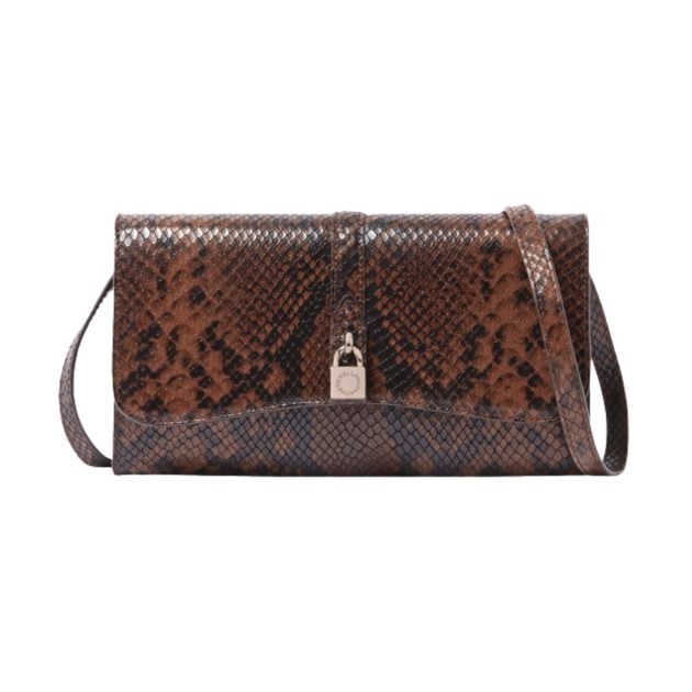Stella McCartney snake print purse with a lock embellishment
