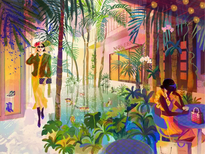 Illustration by Cornelia Li, winner of the 2024 Bal Harbour Shops Creative Challenge