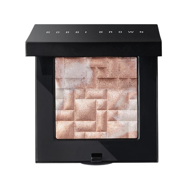 Bobbi Brown black compact with shades of pink highlighting powder