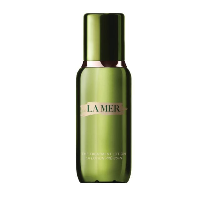 La Mer green sleek bottle of treatment lotion
