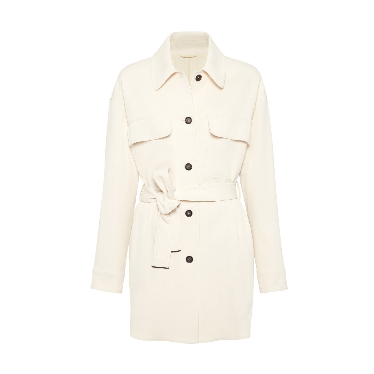 Brunello Cucinelli twill white blazer with buttons