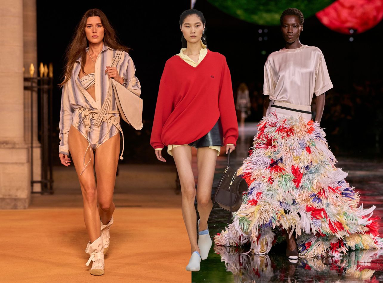 Runway models wearing Isabel Marant, Loewe and Chanel