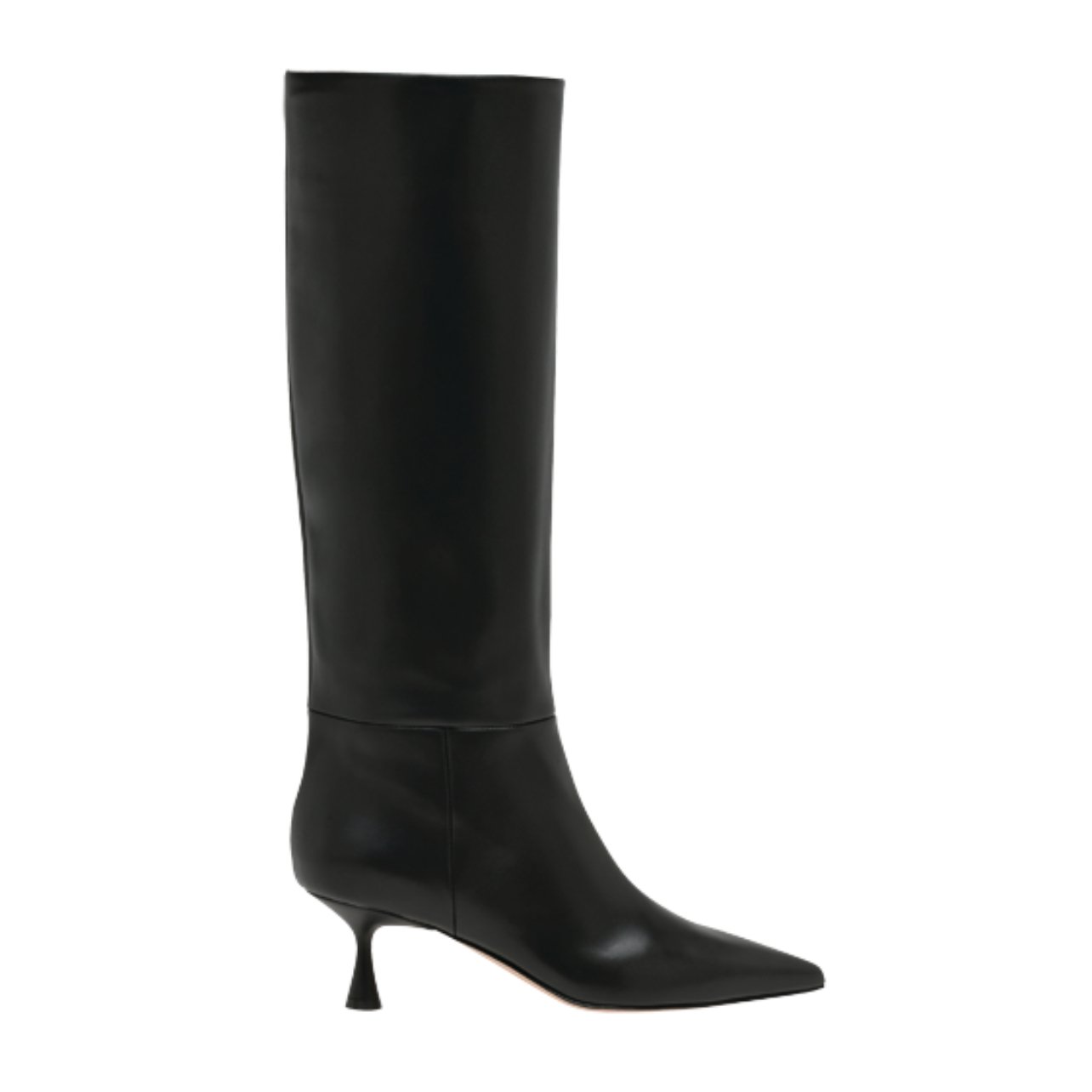 Gianvito Rossi tall black pointed toe boots with kitten heels