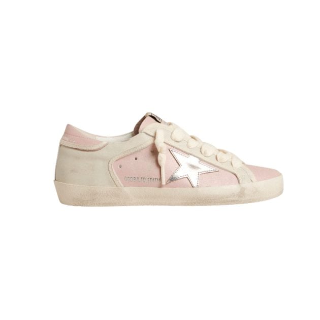 Golden Goose pink and white sneakers with a star on the side