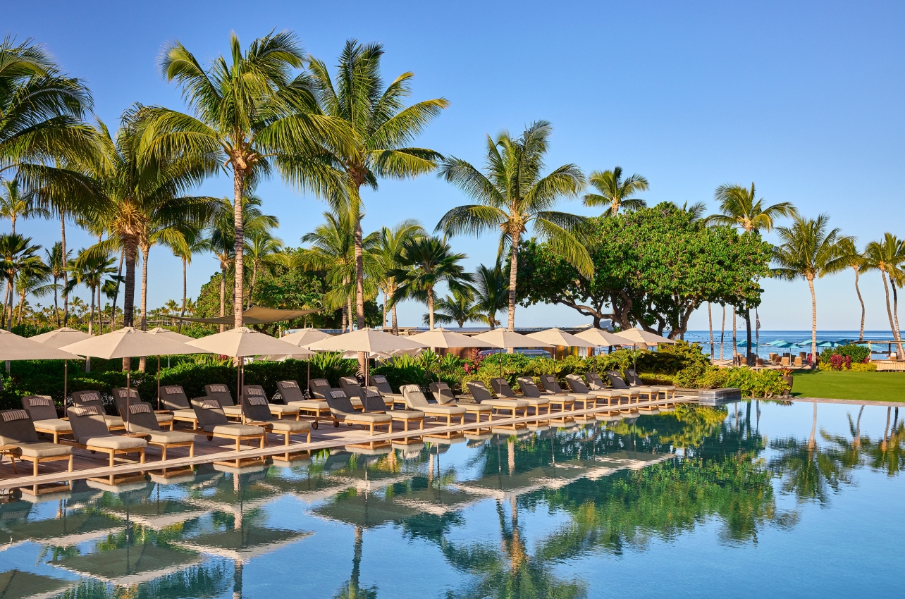 Mauna Lani Resort pool deck with ocean views