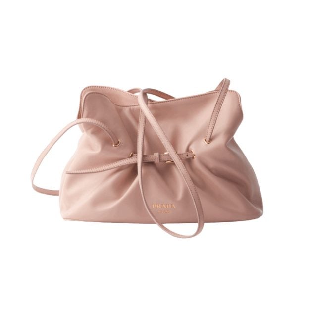 Prada pink purse with gold accents