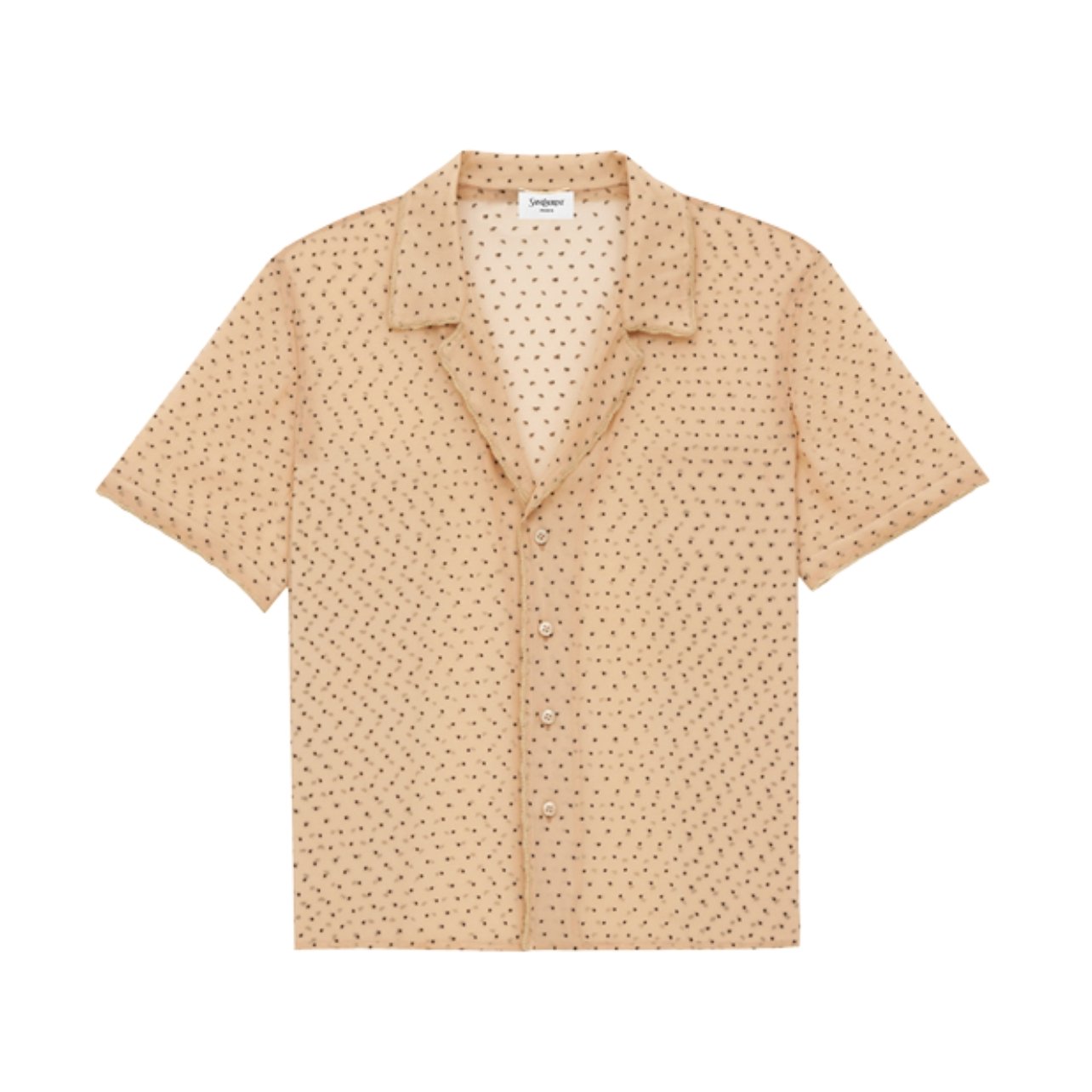 Saint Laurent by Anthony Vaccarello cream polka dot shirt with collar