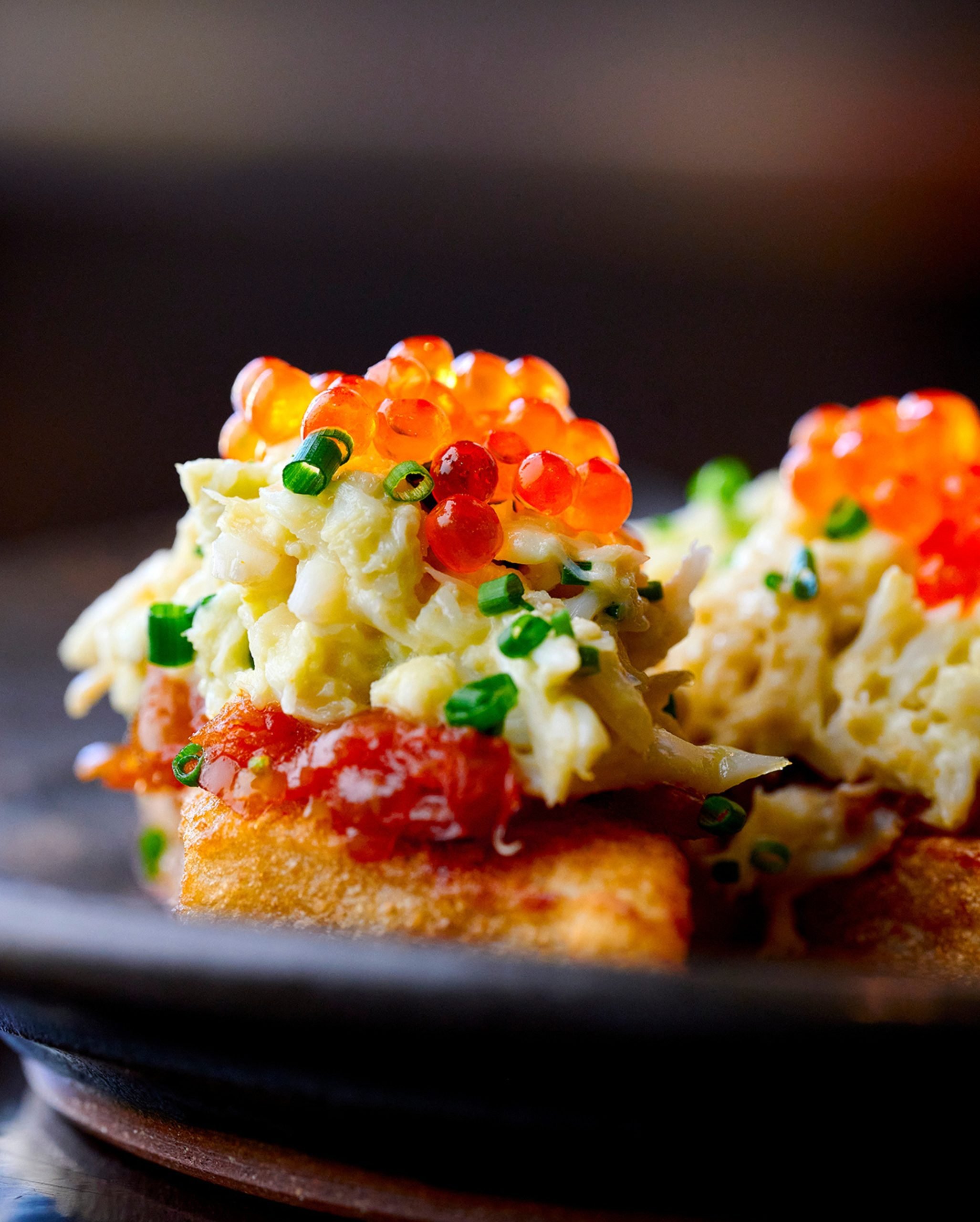 Smoked Salmon with orange caviar on top