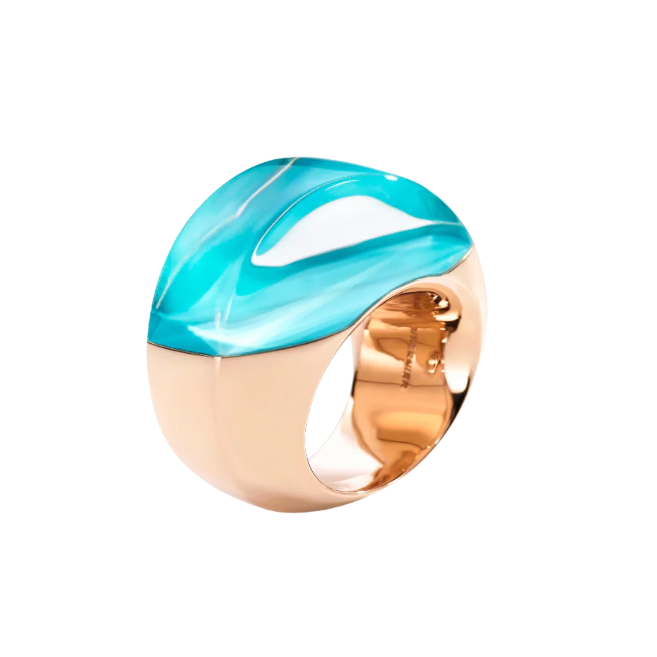 Vhernier 18k pink gold turquoise and rock crystal ring