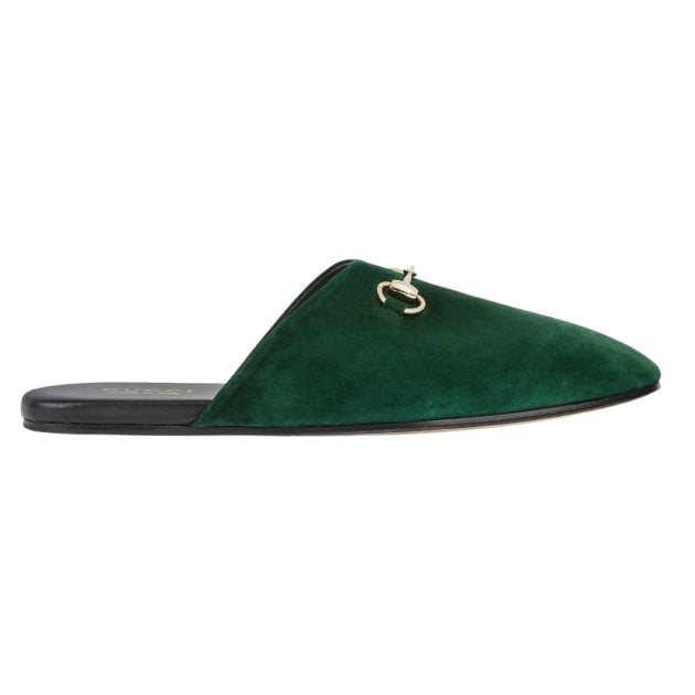Gucci green suede mules