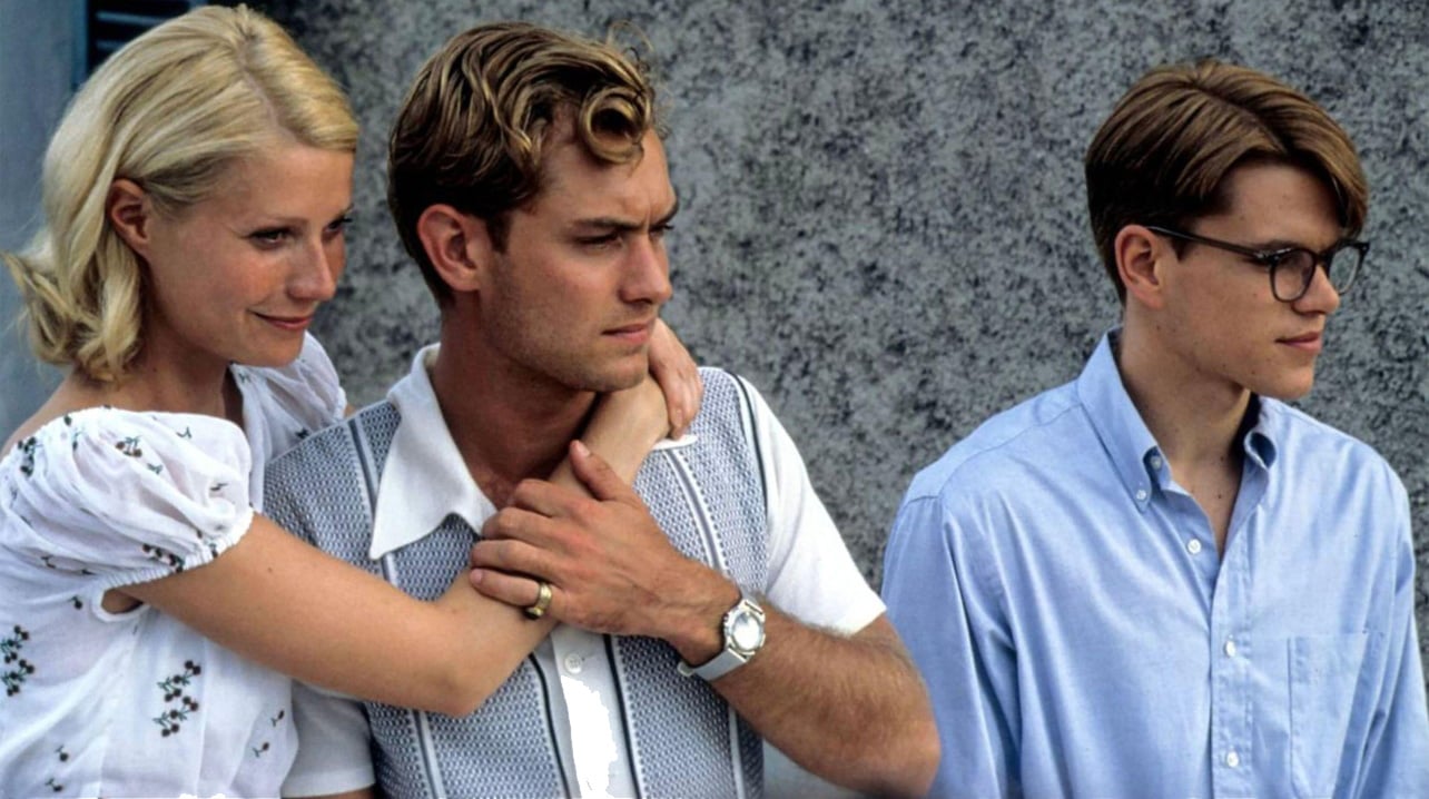 movie still from the talented mr. ripley with gwyneth paltrow, jude law, and matt damon