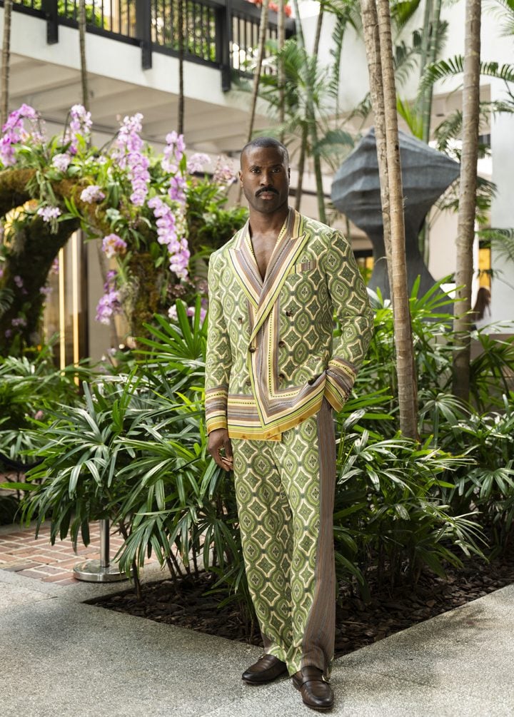 Georges Coupet wearing a full Etro look