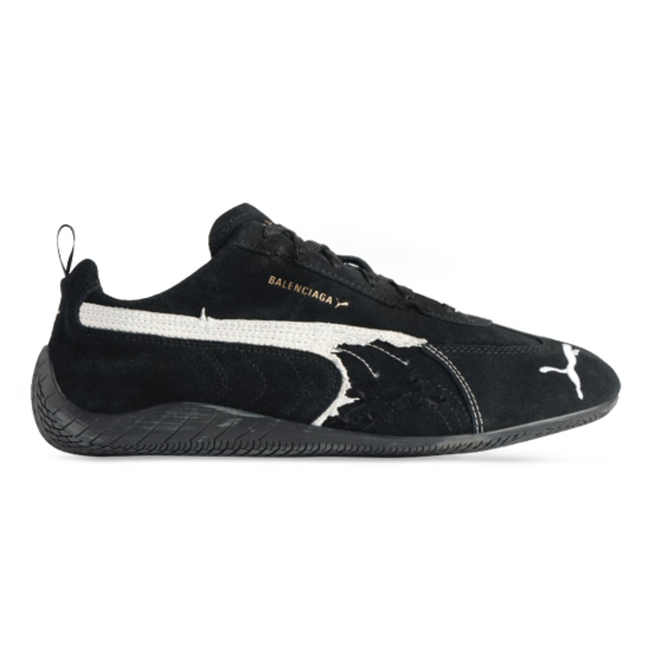Balenciaga black and white speedcat sneakers