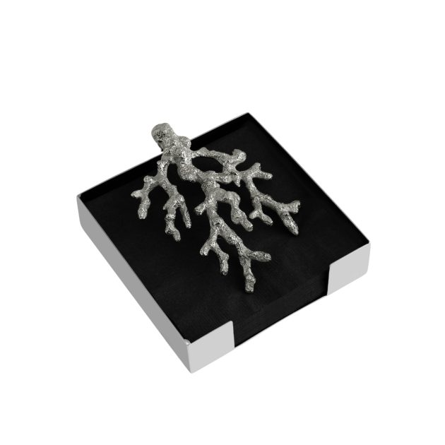 Michael Aram cocktail napkin holder with a stainless-steel coral design