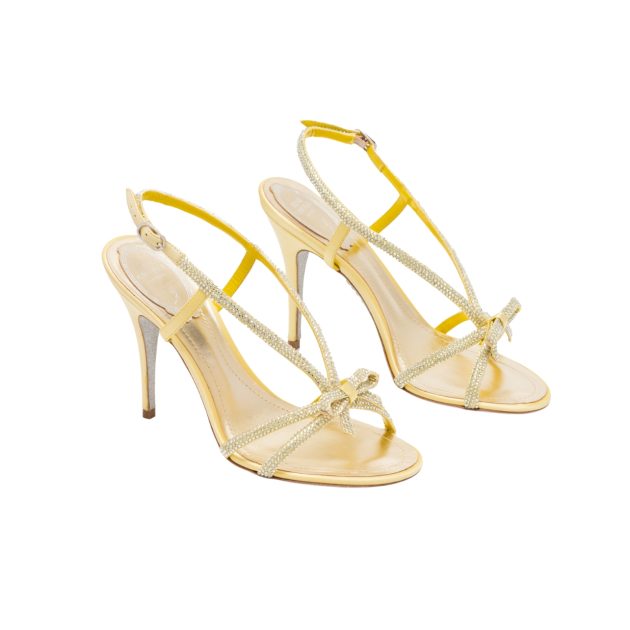 René Caovilla bowtie heels with diamonds