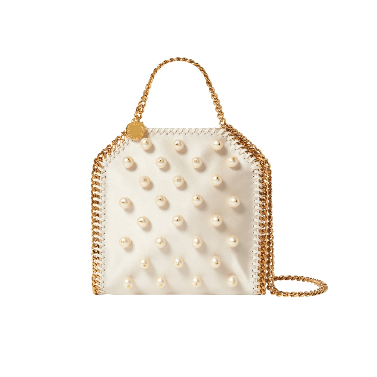 Stella McCartney tote bag embellished with pearls and gold accents