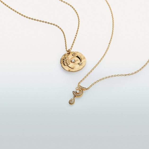 Chanel thin gold pendant necklaces