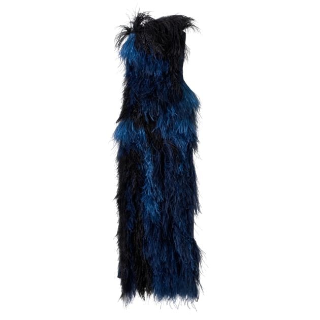 Akris blue and black feathered dress