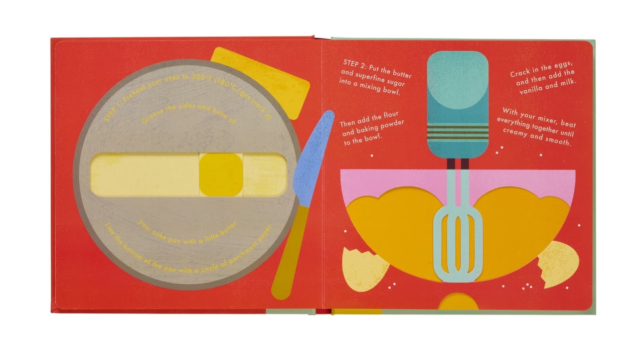 “Cake! An Interactive Recipe Book” by Lotta Nieminen, Phaidon book spread